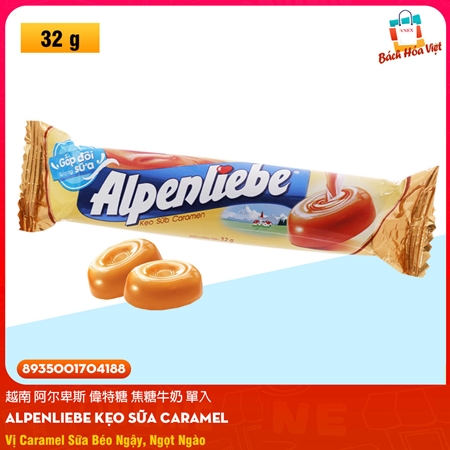 Kẹo Cứng Hiệu ALPENLIEBE Vị Sữa Caramel (Thỏi 32g)